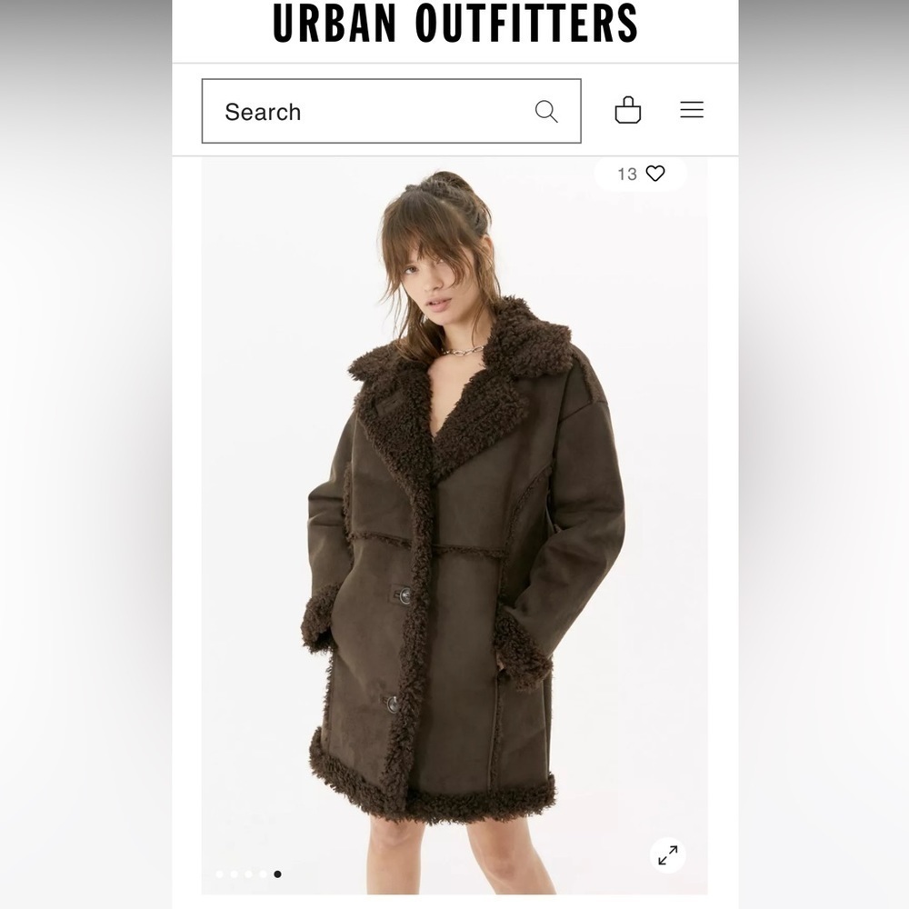 Black Urban Outfitters Faux Shearling Longline coat NWOT